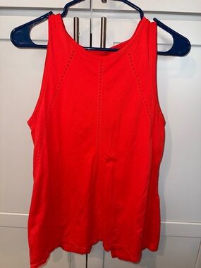 Athleta Tank Top XS Bright Red Laser Cut Athletic Workout Top